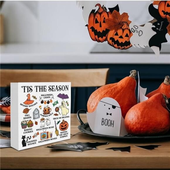 Halloween Sign Tis the Season Halloween Wooden Sign Witchy Spooky Decorations - Picture 2 of 7